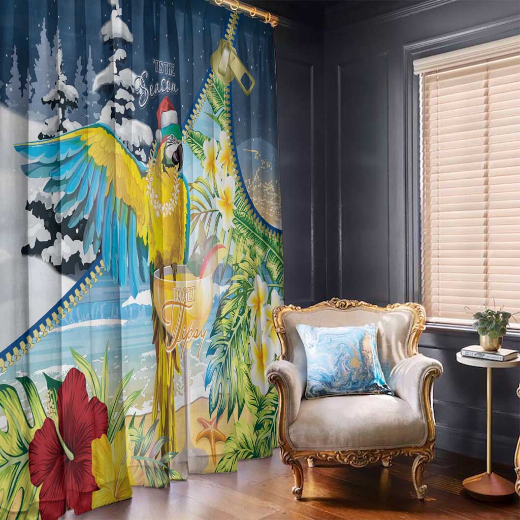 Funny Tropical Christmas Window Curtain Tis The Season To Get Tipsy LT7 - Polynesian Pride