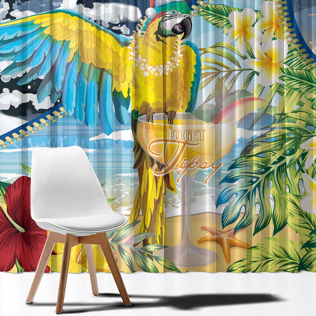Funny Tropical Christmas Window Curtain Tis The Season To Get Tipsy LT7 - Polynesian Pride