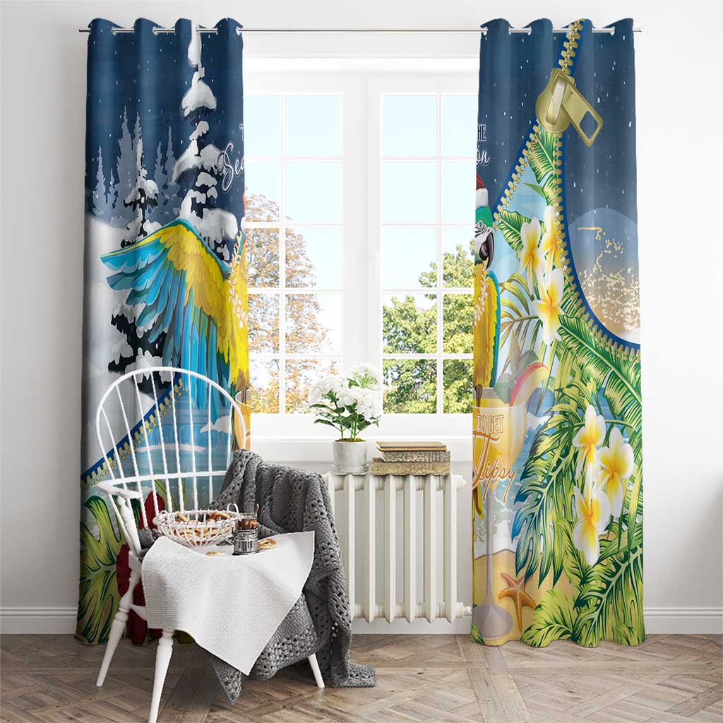 Funny Tropical Christmas Window Curtain Tis The Season To Get Tipsy LT7 - Polynesian Pride