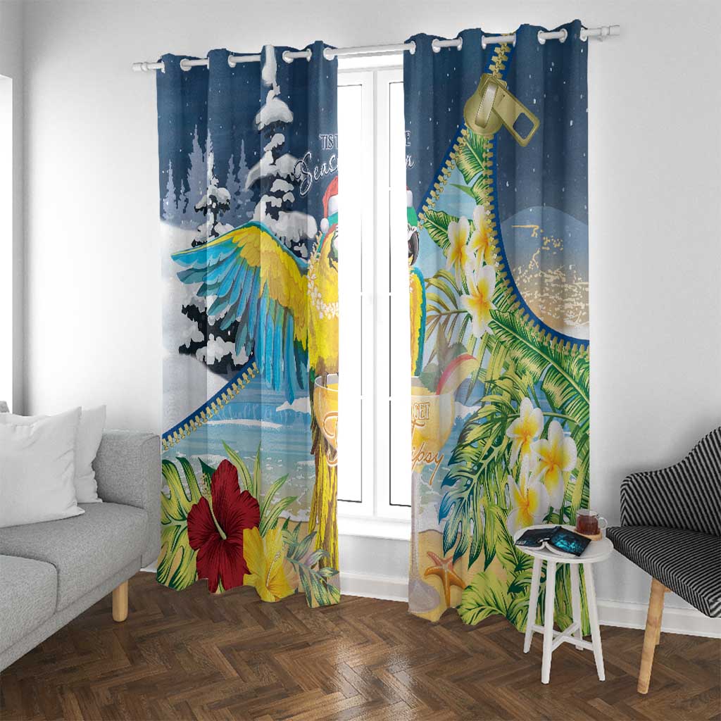 Funny Tropical Christmas Window Curtain Tis The Season To Get Tipsy LT7 With Grommets Colorful - Polynesian Pride