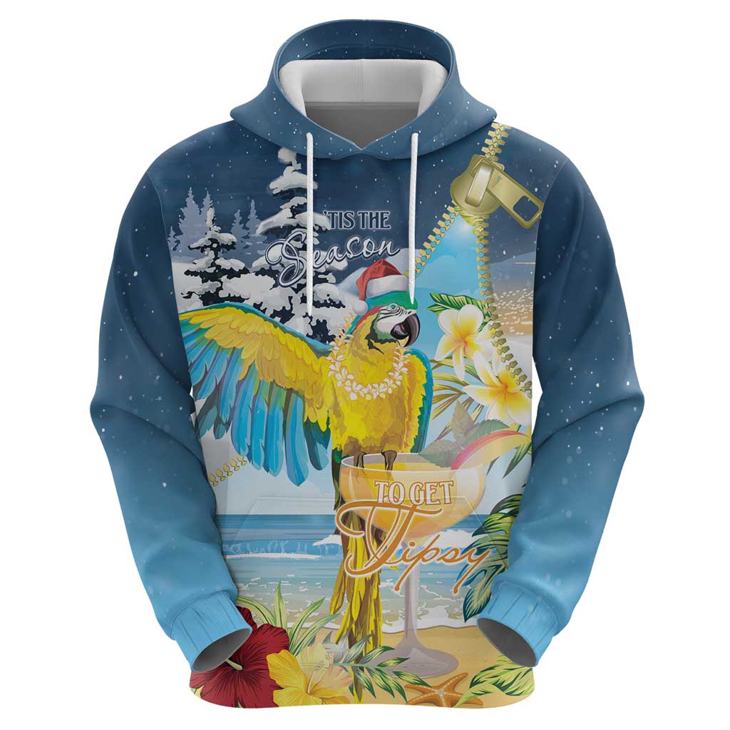 Funny Tropical Christmas Zip Hoodie Tis The Season To Get Tipsy