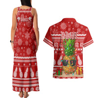 Hawaii Pineapple Christmas Couples Matching Tank Maxi Dress and Hawaiian Shirt Mele Kalikimaka LT7 - Polynesian Pride