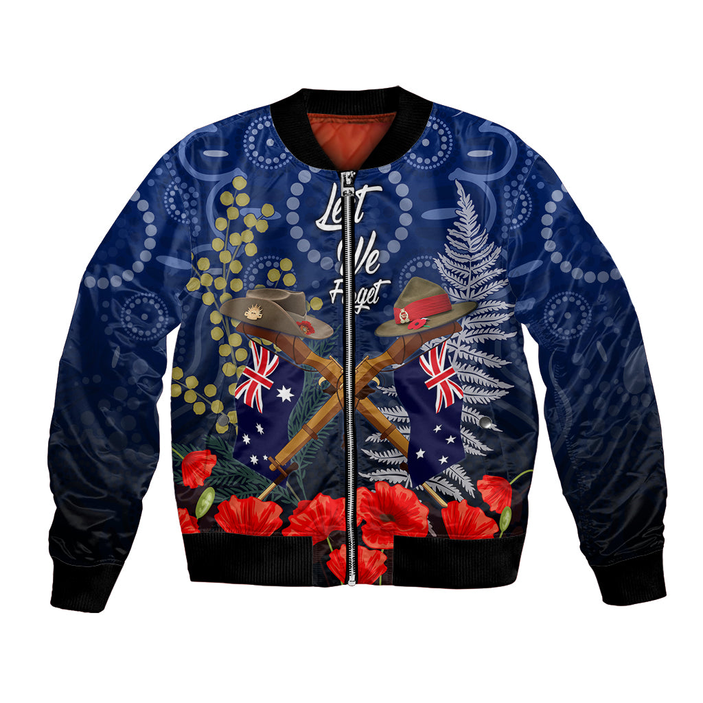Anzac Bomber Jacket Australia Aboriginal Mix New Zealand Slouch Hats LT7 Unisex Blue - Polynesian Pride