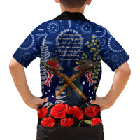 Anzac Family Matching Off Shoulder Long Sleeve Dress and Hawaiian Shirt Australia Aboriginal Mix New Zealand Slouch Hats LT7 - Polynesian Pride