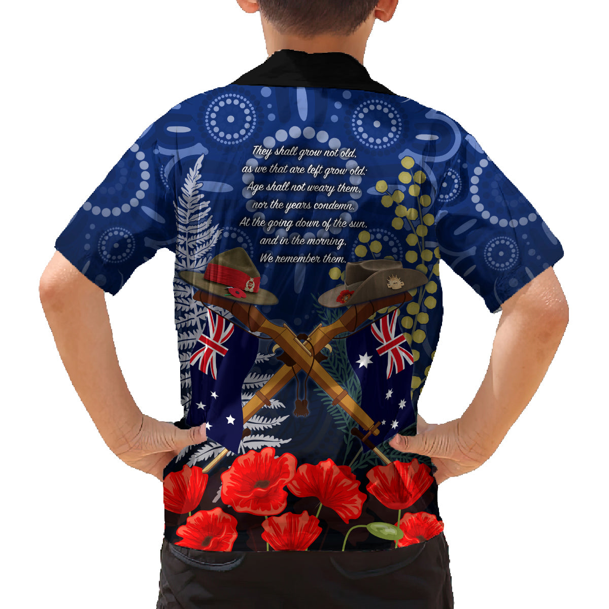 Anzac Family Matching Tank Maxi Dress and Hawaiian Shirt Ausralia Aboriginal Mix New Zealand Slouch Hats LT7 - Polynesian Pride