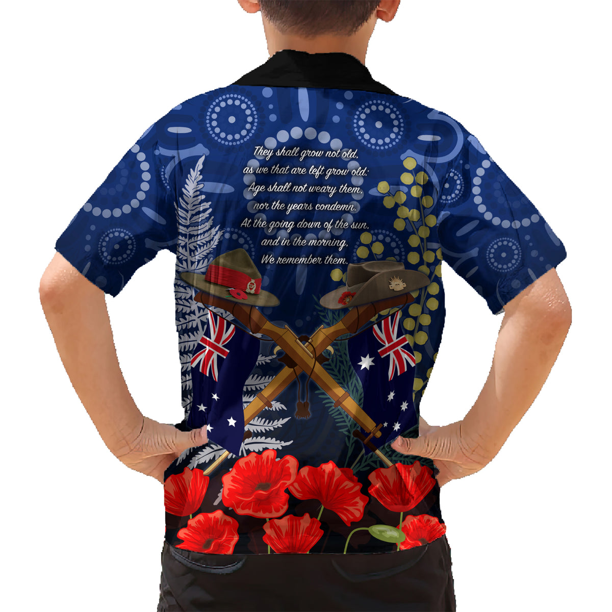 Anzac Kid Hawaiian Shirt Ausralia Aboriginal Mix New Zealand Slouch Hats LT7 - Polynesian Pride