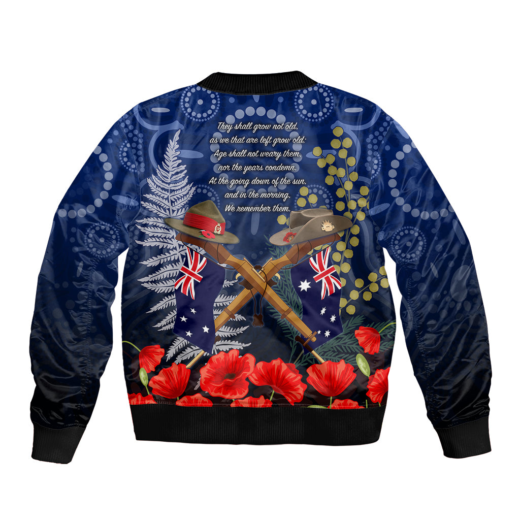 Anzac Sleeve Zip Bomber Jacket Australia Aboriginal Mix New Zealand Slouch Hats LT7 - Polynesian Pride