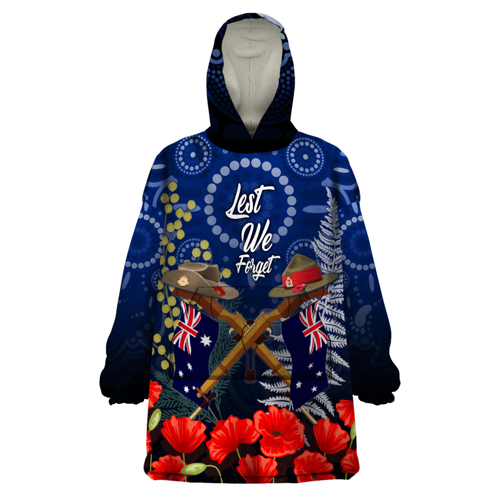 Anzac Wearable Blanket Hoodie Australia Aboriginal Mix New Zealand Slouch Hats LT7 One Size Blue - Polynesian Pride