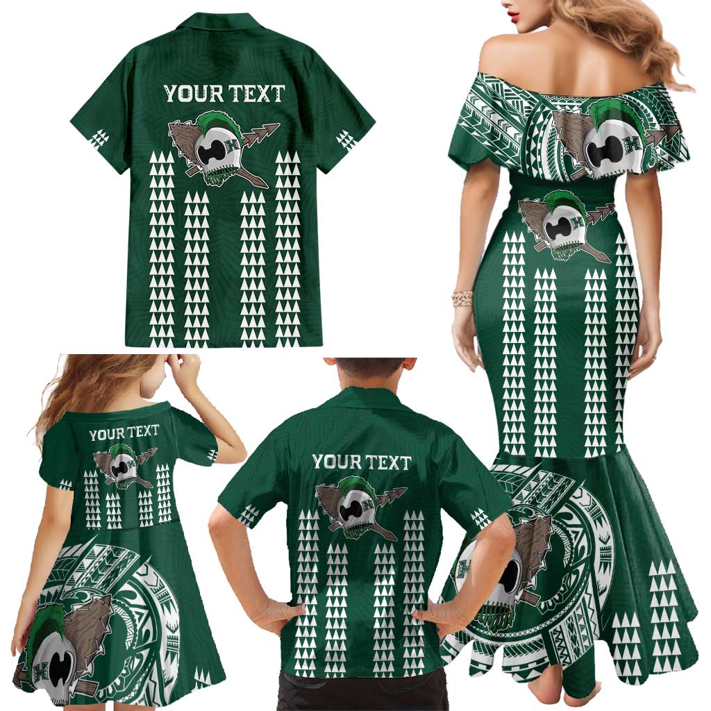 Hawaii Rainbow Warriors Personalized Family Matching Mermaid Dress and Hawaiian Shirt Kakau Ikakai Laau Pama