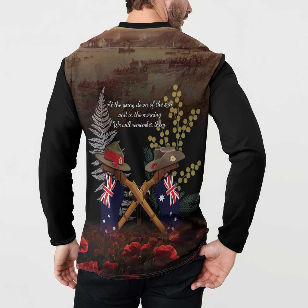 Australia - New Zealand ANZAC Button Sweatshirt Gallipoli ANZAC Cove Landing LT7 - Polynesian Pride