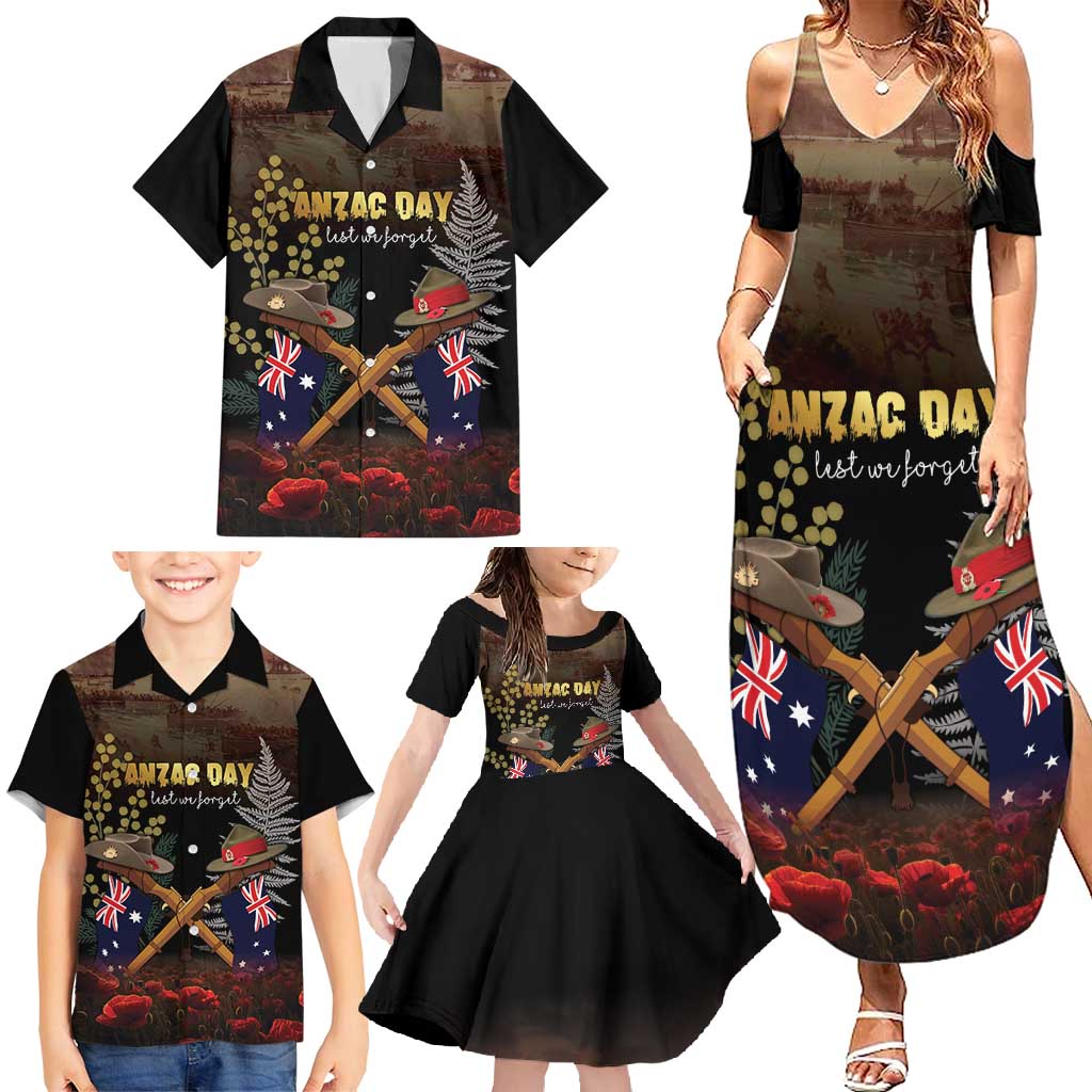 Australia - New Zealand ANZAC Family Matching Summer Maxi Dress and Hawaiian Shirt Gallipoli ANZAC Cove Landing