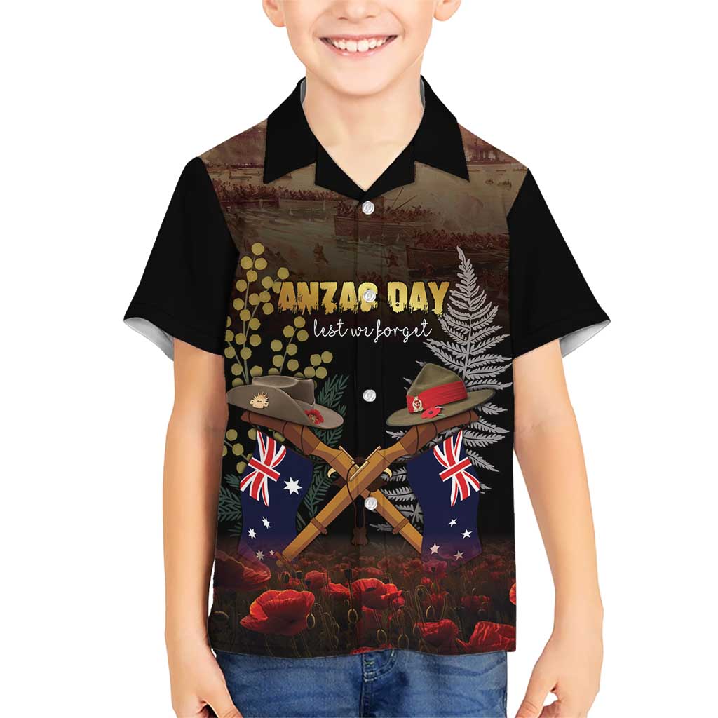 Australia - New Zealand ANZAC Kid Hawaiian Shirt Gallipoli ANZAC Cove Landing