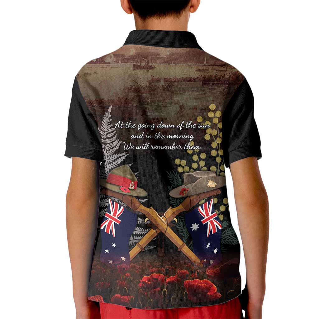 Australia - New Zealand ANZAC Kid Polo Shirt Gallipoli ANZAC Cove Landing