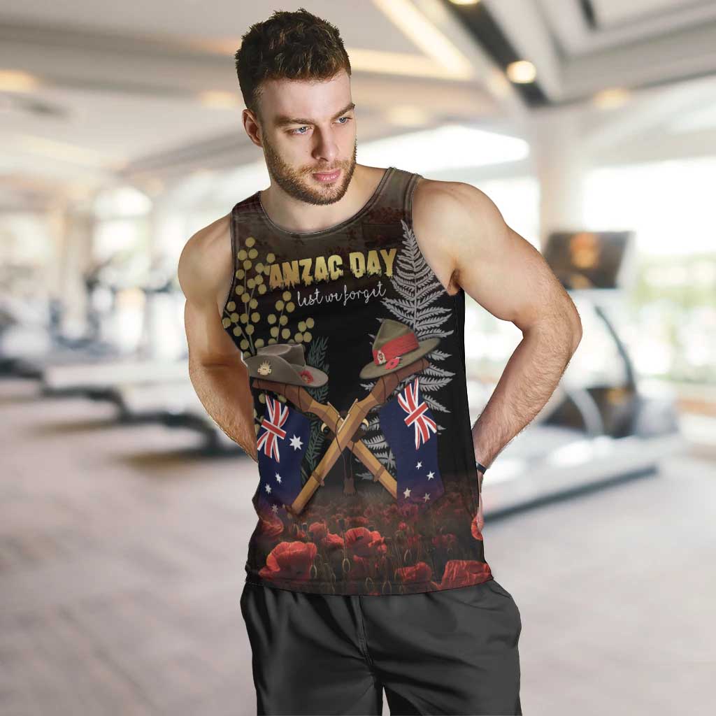 Australia - New Zealand ANZAC Men Tank Top Gallipoli ANZAC Cove Landing LT7 Black - Polynesian Pride