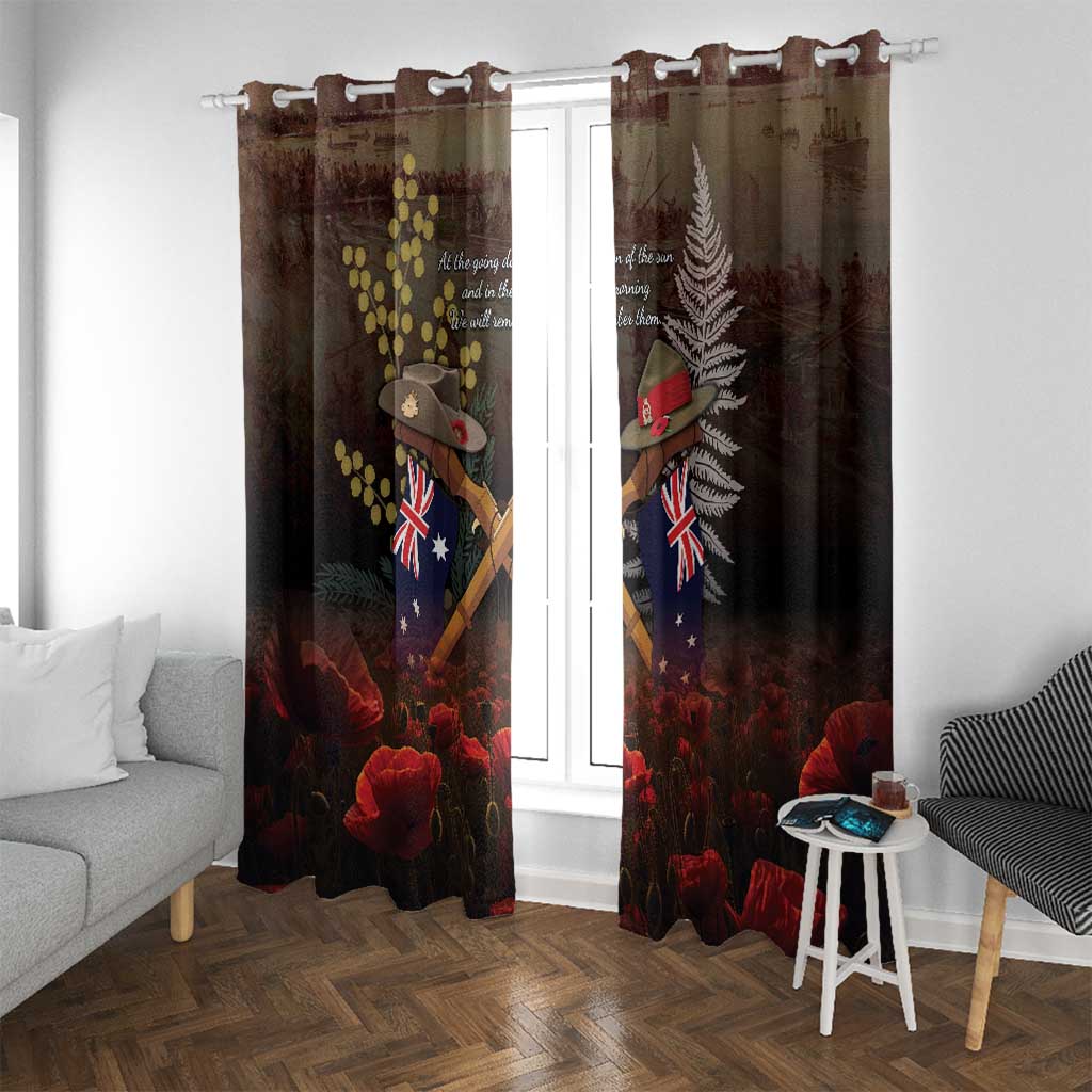 Australia - New Zealand ANZAC Window Curtain - Gallipoli ANZAC Cove Landing LT7 With Grommets Black - Polynesian Pride