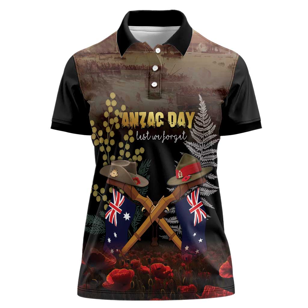 Australia - New Zealand ANZAC Women Polo Shirt Gallipoli ANZAC Cove Landing