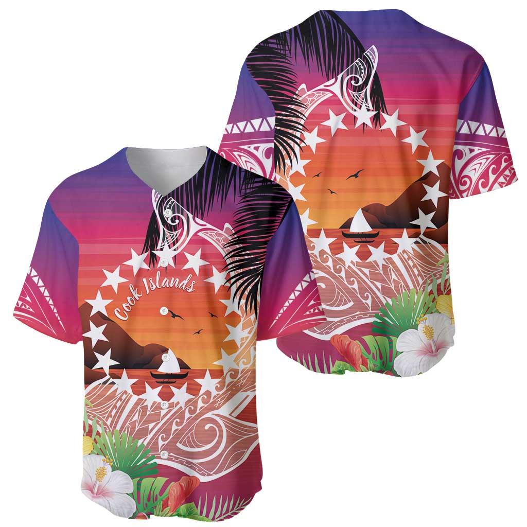 Kia Orana Cook Islands Baseball Jersey Sunset Dream