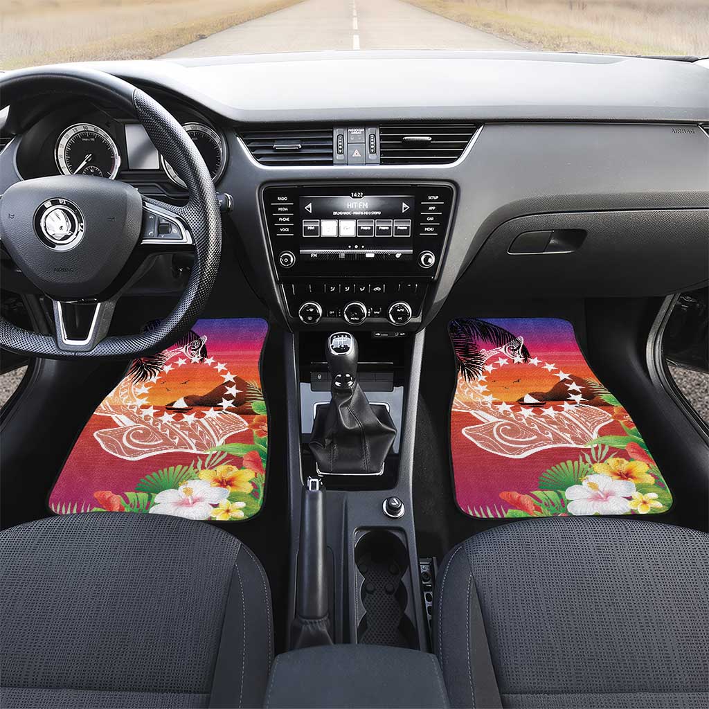 Kia Orana Cook Islands Car Mats Sunset Dream LT7 Set 2pcs - Front Art - Polynesian Pride
