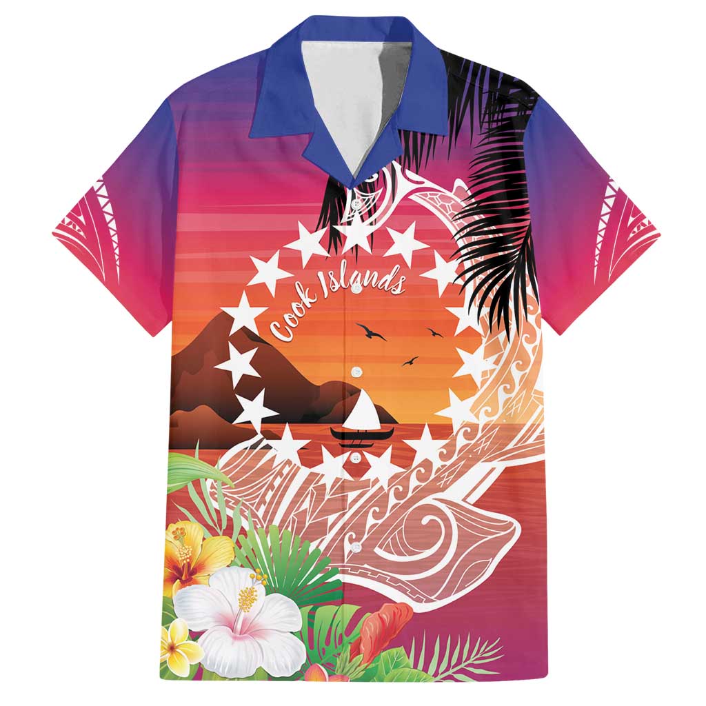 Kia Orana Cook Islands Family Matching Puletasi and Hawaiian Shirt Sunset Dream