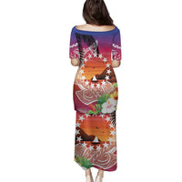 Kia Orana Cook Islands Family Matching Puletasi and Hawaiian Shirt Sunset Dream