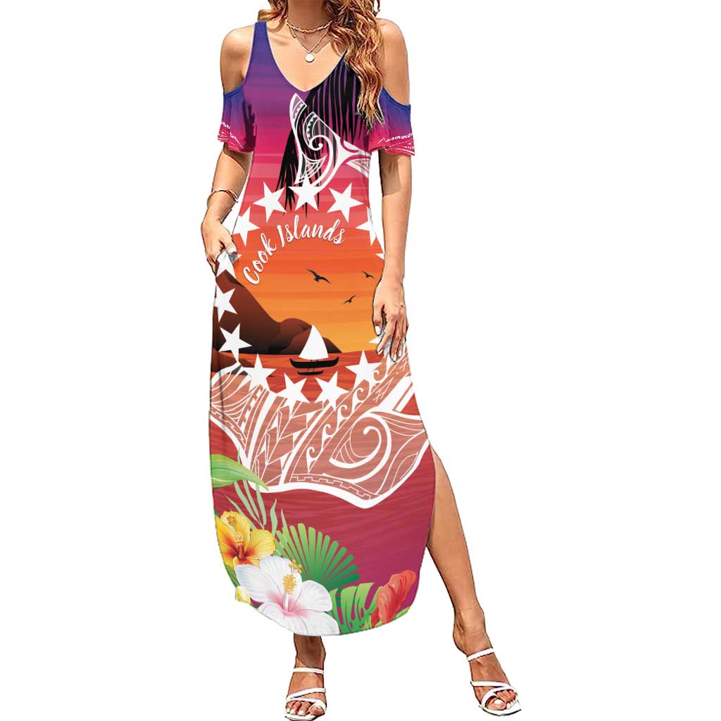 Kia Orana Cook Islands Family Matching Summer Maxi Dress and Hawaiian Shirt Sunset Dream