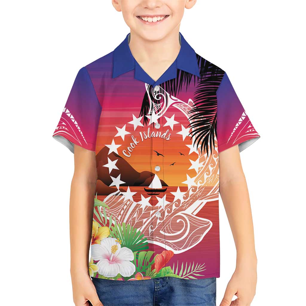 Kia Orana Cook Islands Kid Hawaiian Shirt Sunset Dream