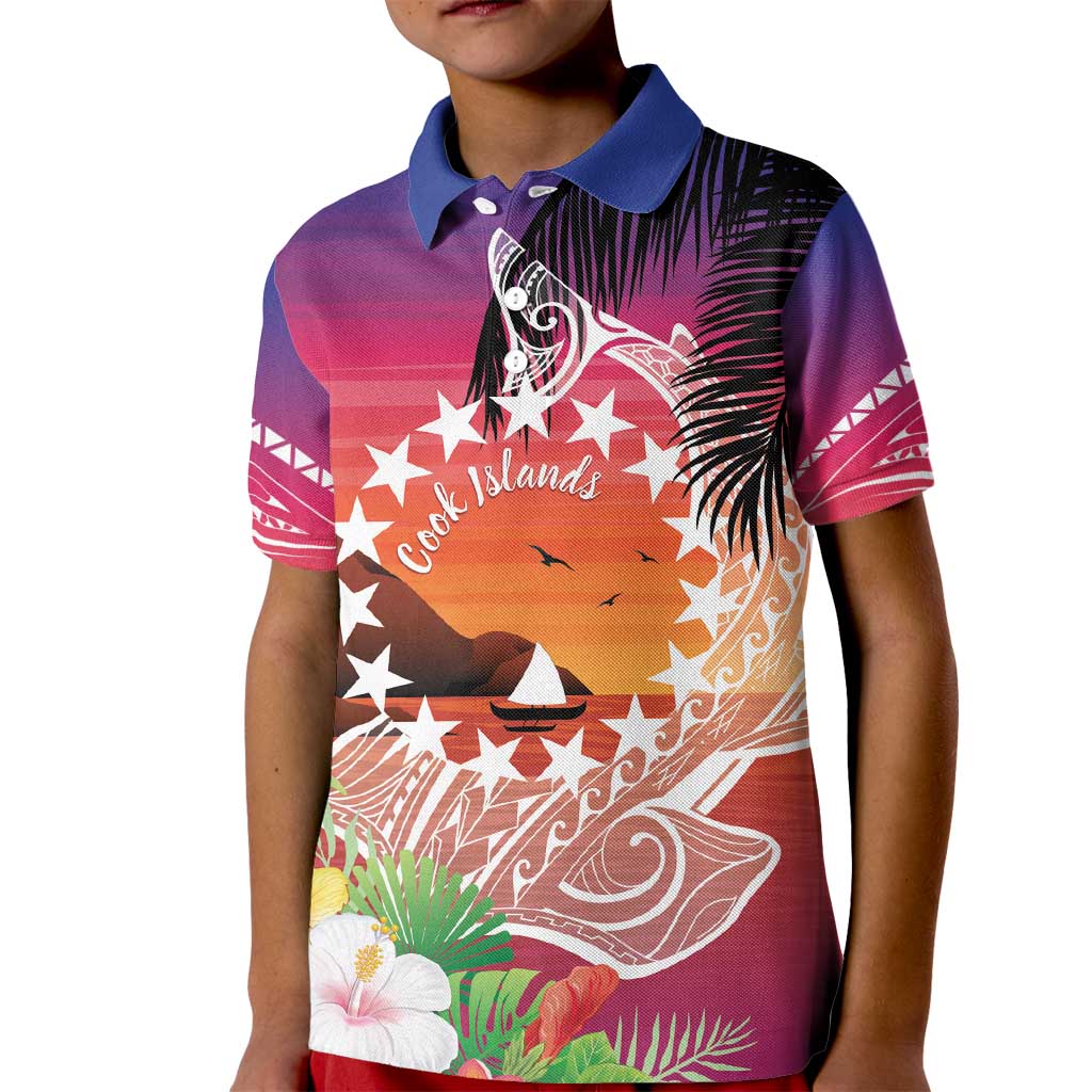 Kia Orana Cook Islands Kid Polo Shirt Sunset Dream