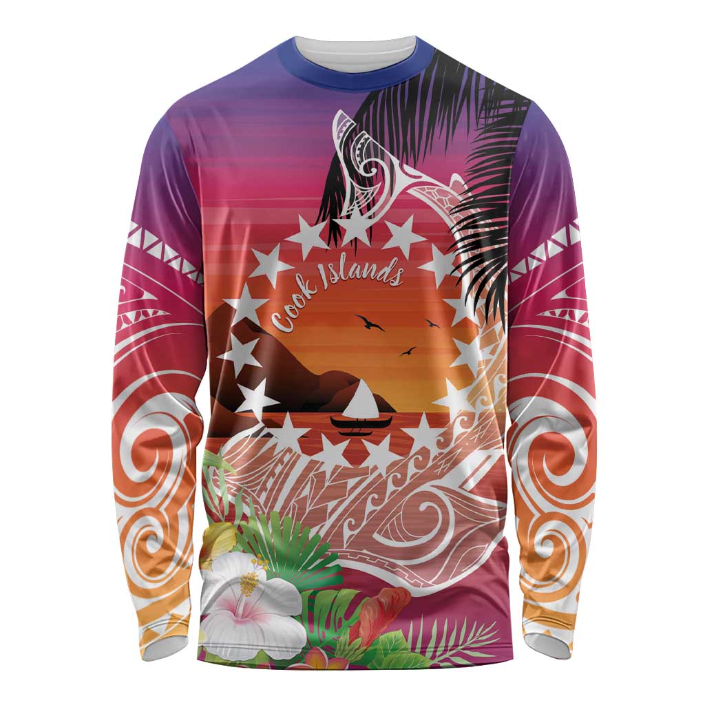 Kia Orana Cook Islands Long Sleeve Shirt Sunset Dream LT7 Unisex Art - Polynesian Pride