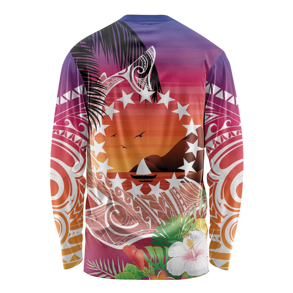 Kia Orana Cook Islands Long Sleeve Shirt Sunset Dream LT7 - Polynesian Pride