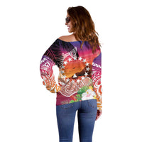 Kia Orana Cook Islands Off Shoulder Sweater Sunset Dream