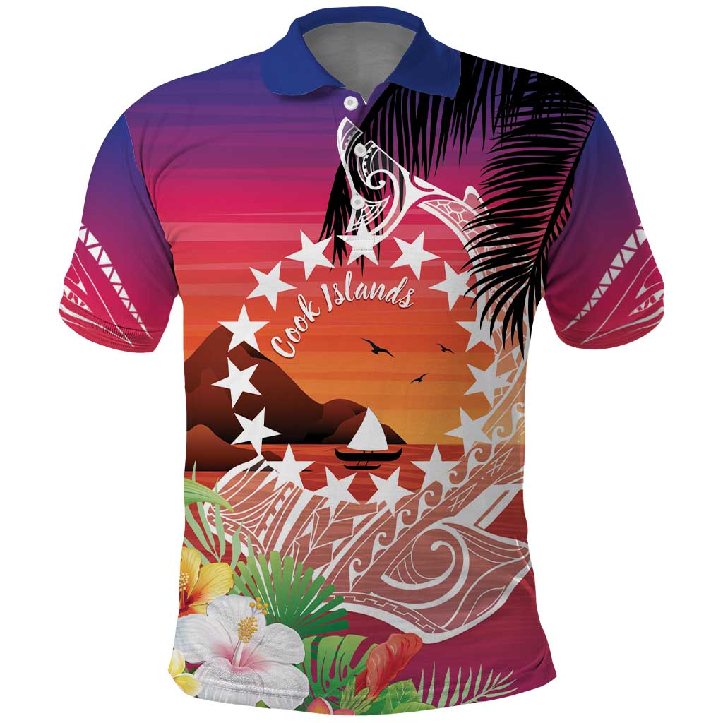 Kia Orana Cook Islands Polo Shirt Sunset Dream