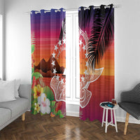Kia Orana Cook Islands Window Curtain Sunset Dream LT7 With Grommets Art - Polynesian Pride