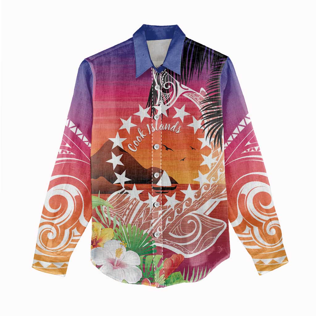 Kia Orana Cook Islands Women Casual Shirt Sunset Dream