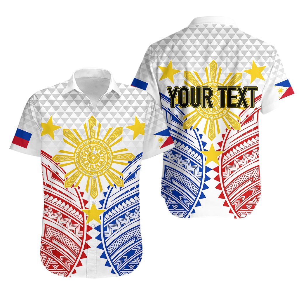 Personalised Philippines Independence Day Hawaiian Shirt Tribal Sun and Stars Ver 01 LT7 White - Polynesian Pride