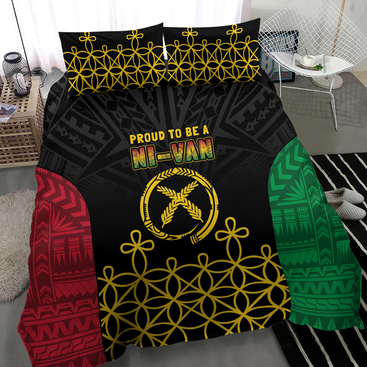 Vanuatu Indipendens Dei Bedding Set Tribal Sand Drawing