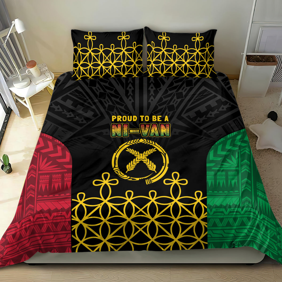 Vanuatu Indipendens Dei Bedding Set Tribal Sand Drawing