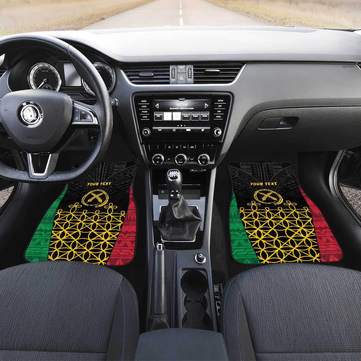 Vanuatu Indipendens Dei Car Mats Tribal Sand Drawing LT7 Set 2pcs - Front Colorful - Polynesian Pride