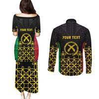 Vanuatu Indipendens Dei Couples Matching Puletasi and Long Sleeve Button Shirt Tribal Sand Drawing LT7 - Polynesian Pride