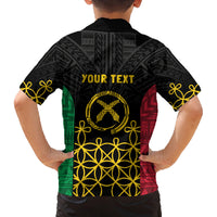 Vanuatu Indipendens Dei Family Matching Off Shoulder Short Dress and Hawaiian Shirt Tribal Sand Drawing LT7 - Polynesian Pride