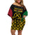 Vanuatu Indipendens Dei Family Matching Off Shoulder Short Dress and Hawaiian Shirt Tribal Sand Drawing