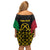 Vanuatu Indipendens Dei Family Matching Off Shoulder Short Dress and Hawaiian Shirt Tribal Sand Drawing