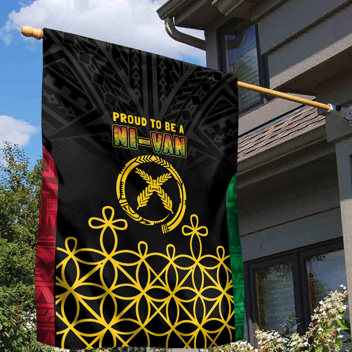Vanuatu Indipendens Dei Garden Flag Tribal Sand Drawing LT7 - Polynesian Pride
