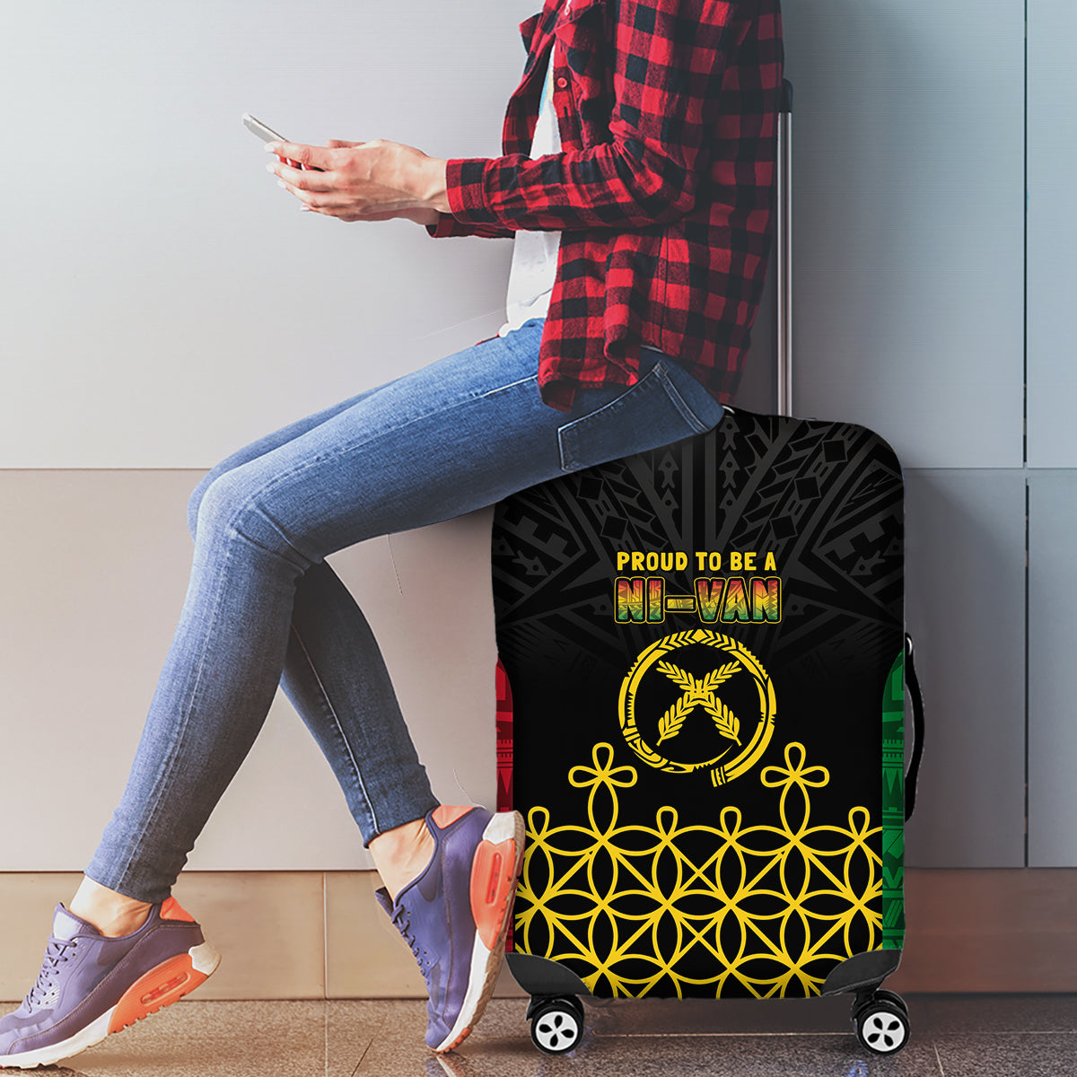 Vanuatu Indipendens Dei Luggage Cover Tribal Sand Drawing