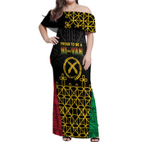 Vanuatu Indipendens Dei Off Shoulder Maxi Dress Tribal Sand Drawing LT7 Women Colorful - Polynesian Pride