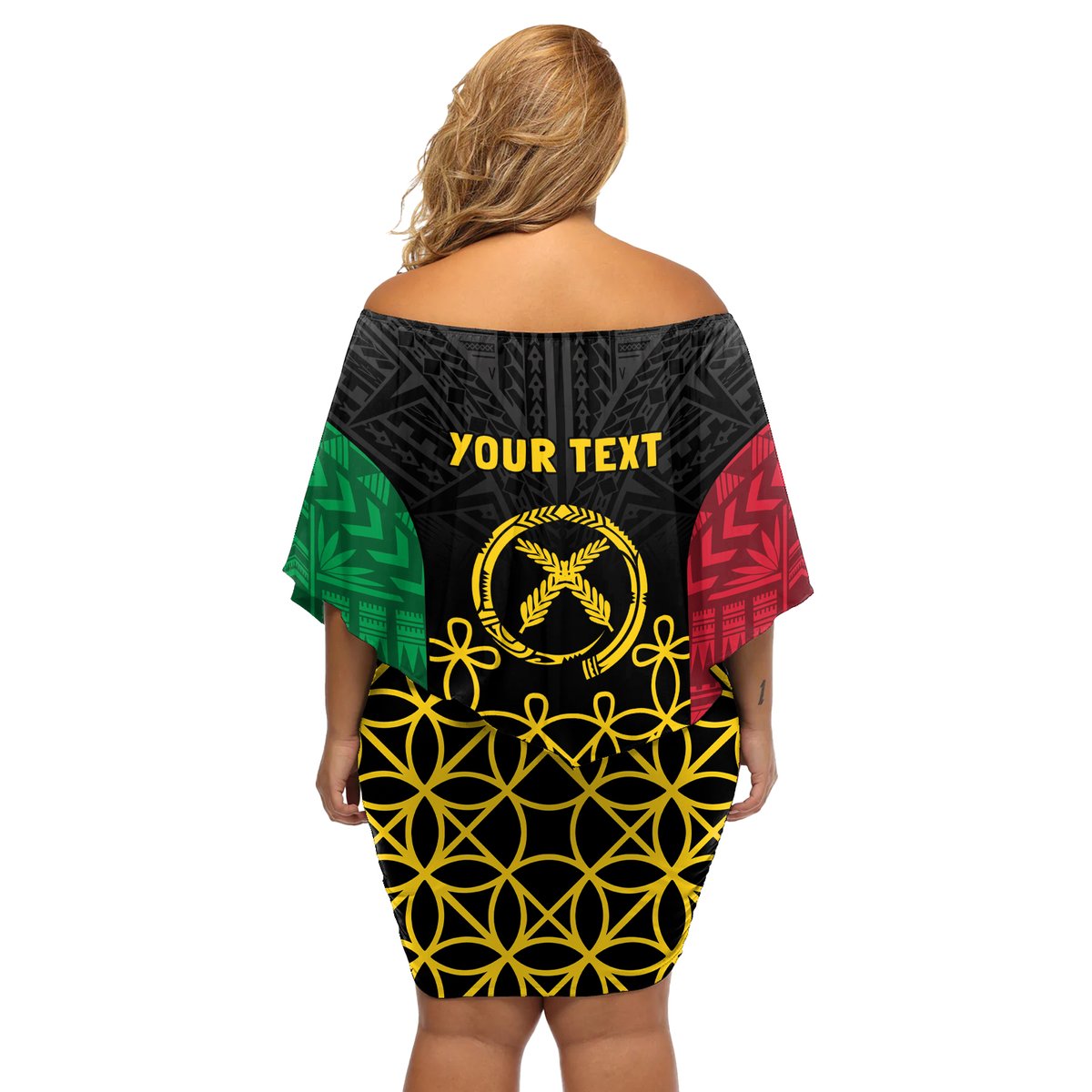 Vanuatu Indipendens Dei Off Shoulder Short Dress Tribal Sand Drawing LT7 - Polynesian Pride