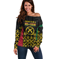 Vanuatu Indipendens Dei Off Shoulder Sweater Tribal Sand Drawing