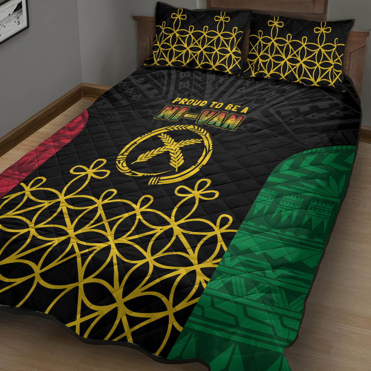 Vanuatu Indipendens Dei Quilt Bed Set Tribal Sand Drawing LT7 - Polynesian Pride