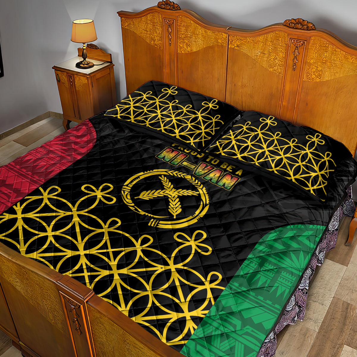 Vanuatu Indipendens Dei Quilt Bed Set Tribal Sand Drawing LT7 - Polynesian Pride