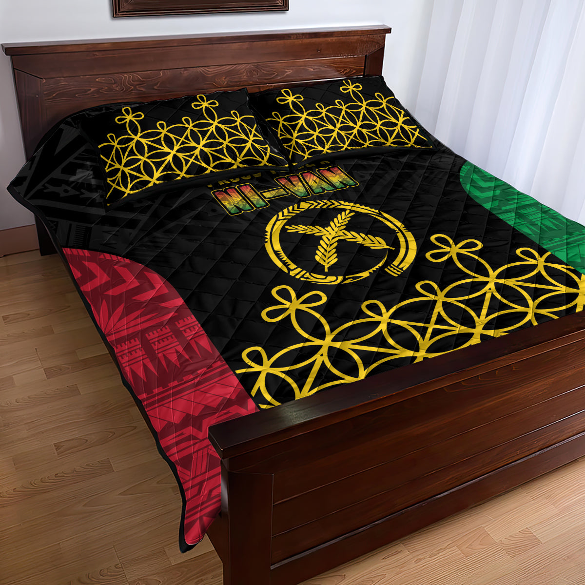 Vanuatu Indipendens Dei Quilt Bed Set Tribal Sand Drawing LT7 - Polynesian Pride