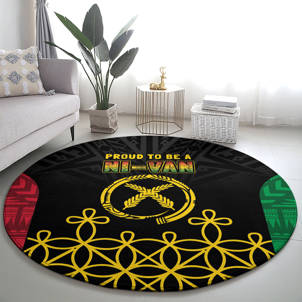 Vanuatu Indipendens Dei Round Carpet Tribal Sand Drawing